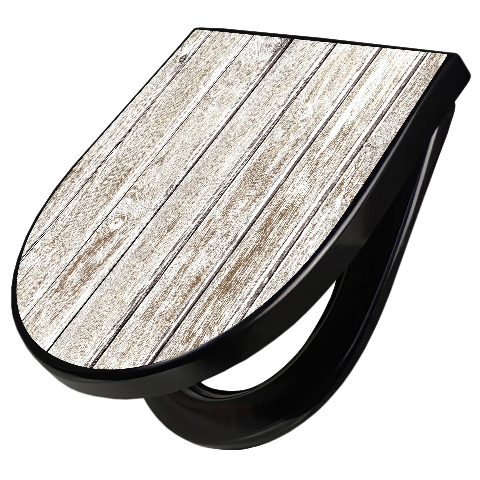 banjado WC Sitz mit Absenkautomatik D Form - Toilettendeckel mit Absenkautomatik D Form - Klodeckel Softclose - stabile Klobrille - Toilettensitz Schwarz - Motiv Schwarzes Holz
