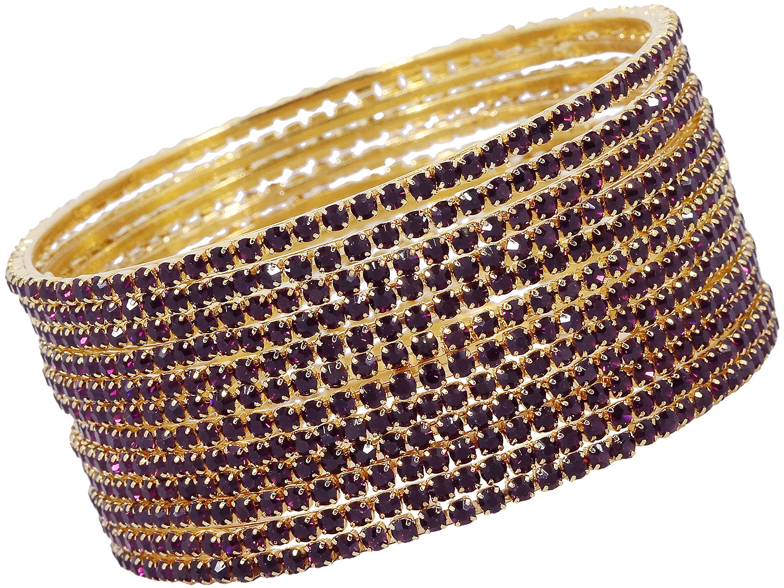 Zircon Studded Glossy Bangle Set, Pack of 12