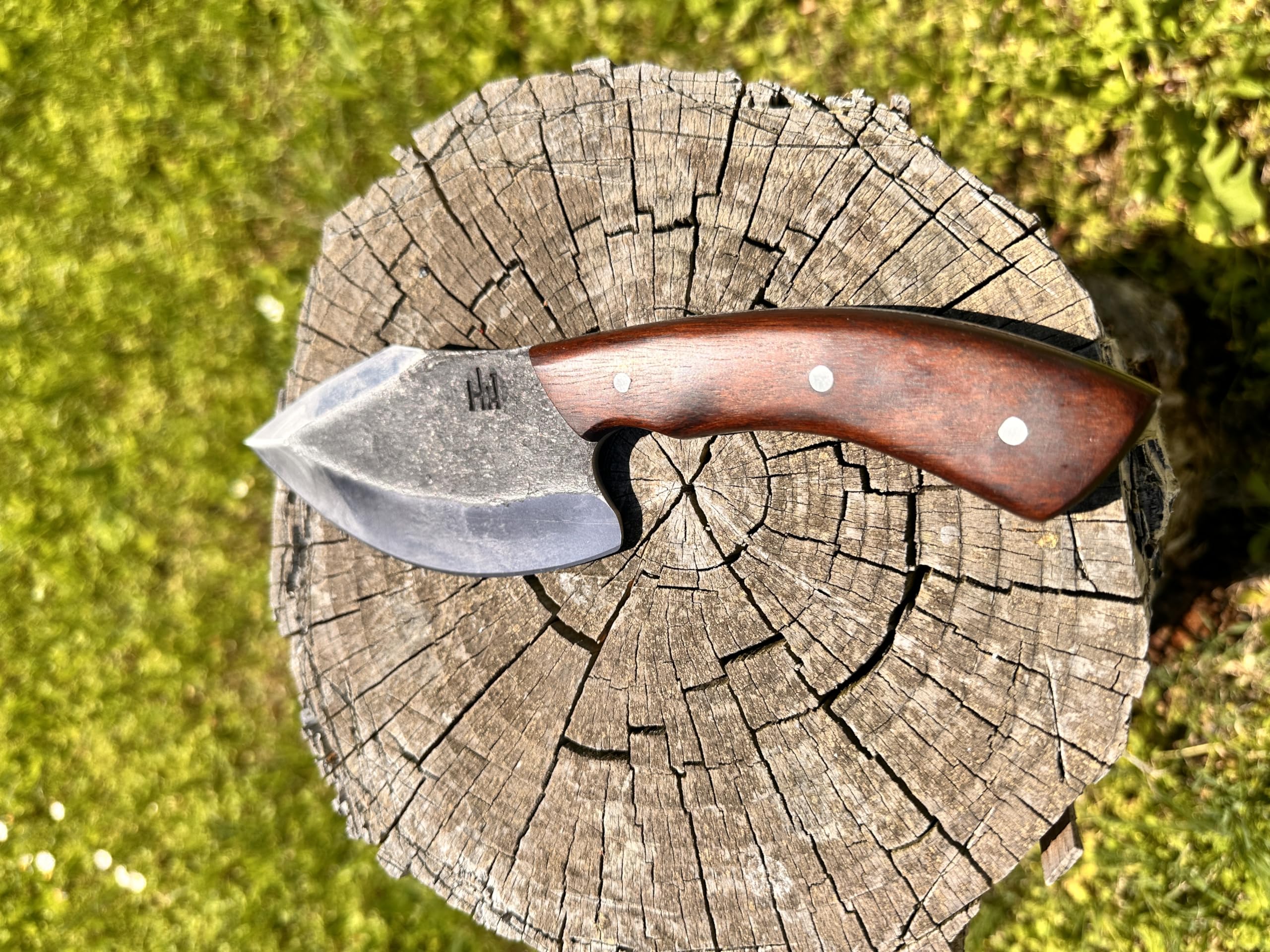 Perkin Jagdmesser Bushcraft Messer aus 1095 Stahl mit Lederscheide für Jagd und Camping