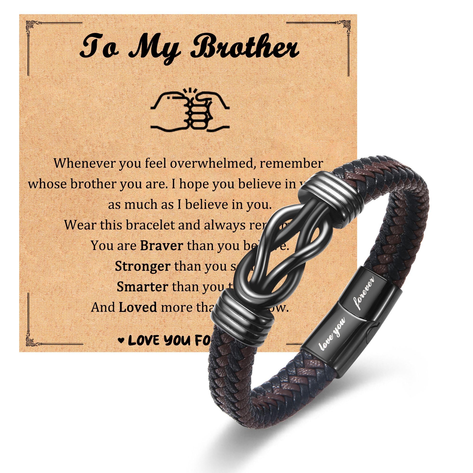 Gifts for New Dad Grandpa Uncle Bonus Son Grandson Brother Nephew Friends, Braided Leather Bracelet, Fathers Day Birthday Valentines Christmas