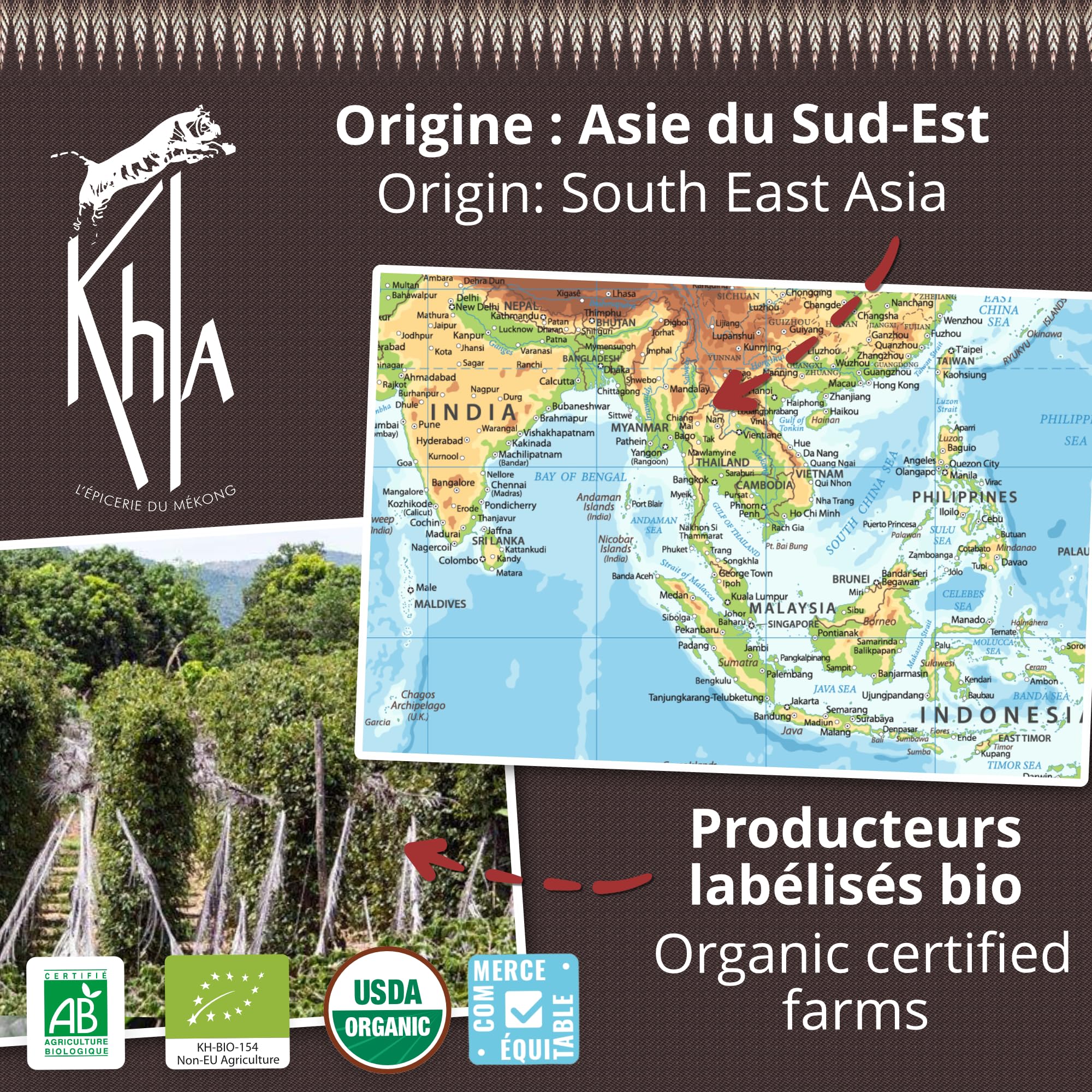 Khla - Coffret 4 Currys Bio - Curry Jaune, Curry Noir, Curry Rouge & Curry Vert Détox - Tubes Poudre 4x 100 g - Coffret Idée Cadeau - Mélanges Exclusifs Cuisine - Épice d’Asie - Origine Cambodge