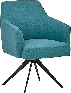 Marca Amazon - Rivet - Silla de escritorio giratoria con reposabrazos curvos estilo Mid-century, 66 cm de ancho (azul agua)