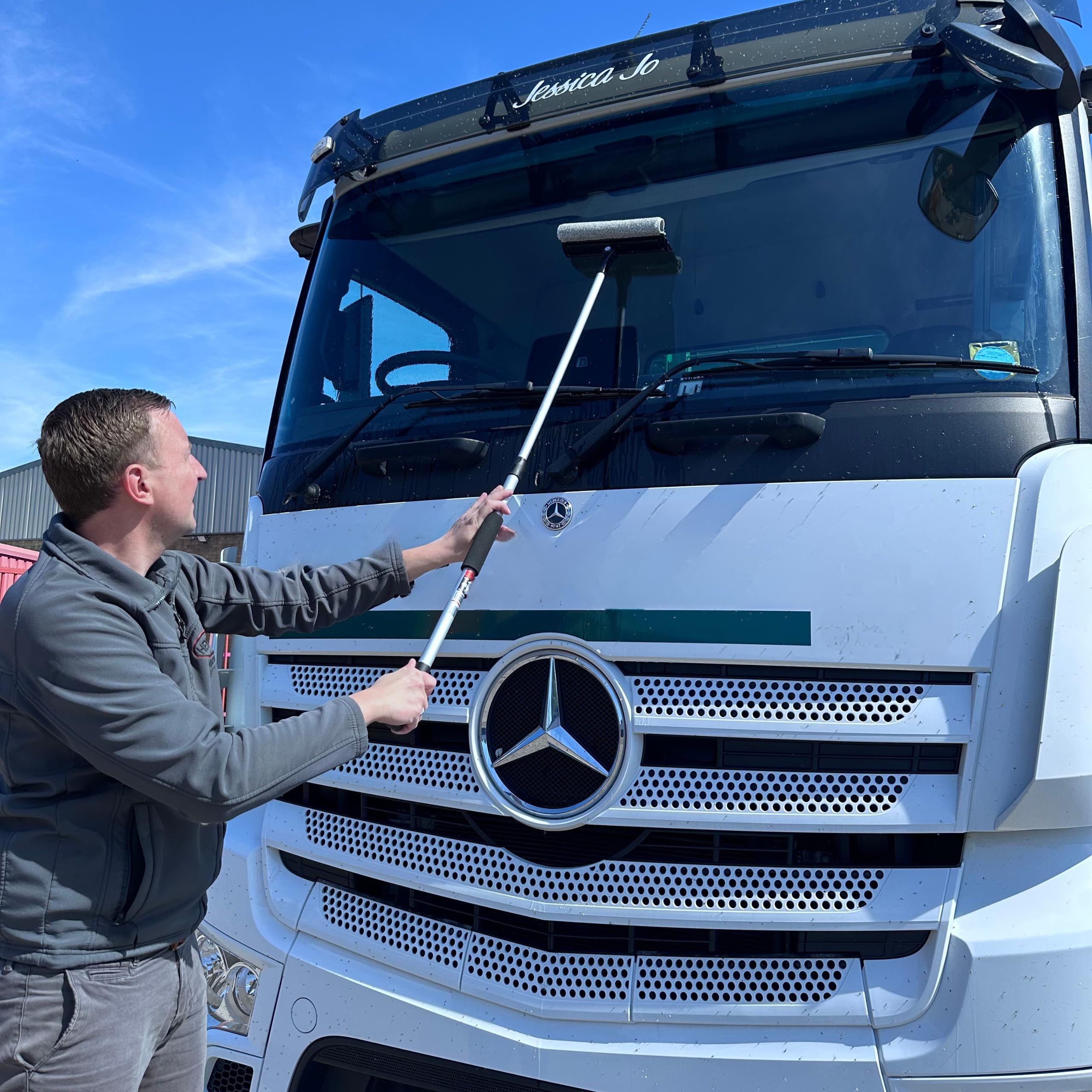 HEYNER XL H407540 - Esponja limpiadora telescópica de insectos para ventanas de autocaravanas, autocaravanas y furgonetas, mango ajustable, fácil limpieza