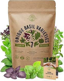 Sponsored Ad - 7 Basil Herb Seeds Variety Pack for Planting Indoors & Outdoors 1900+ Non-GMO Heirloom Herbal Basil Garden ...