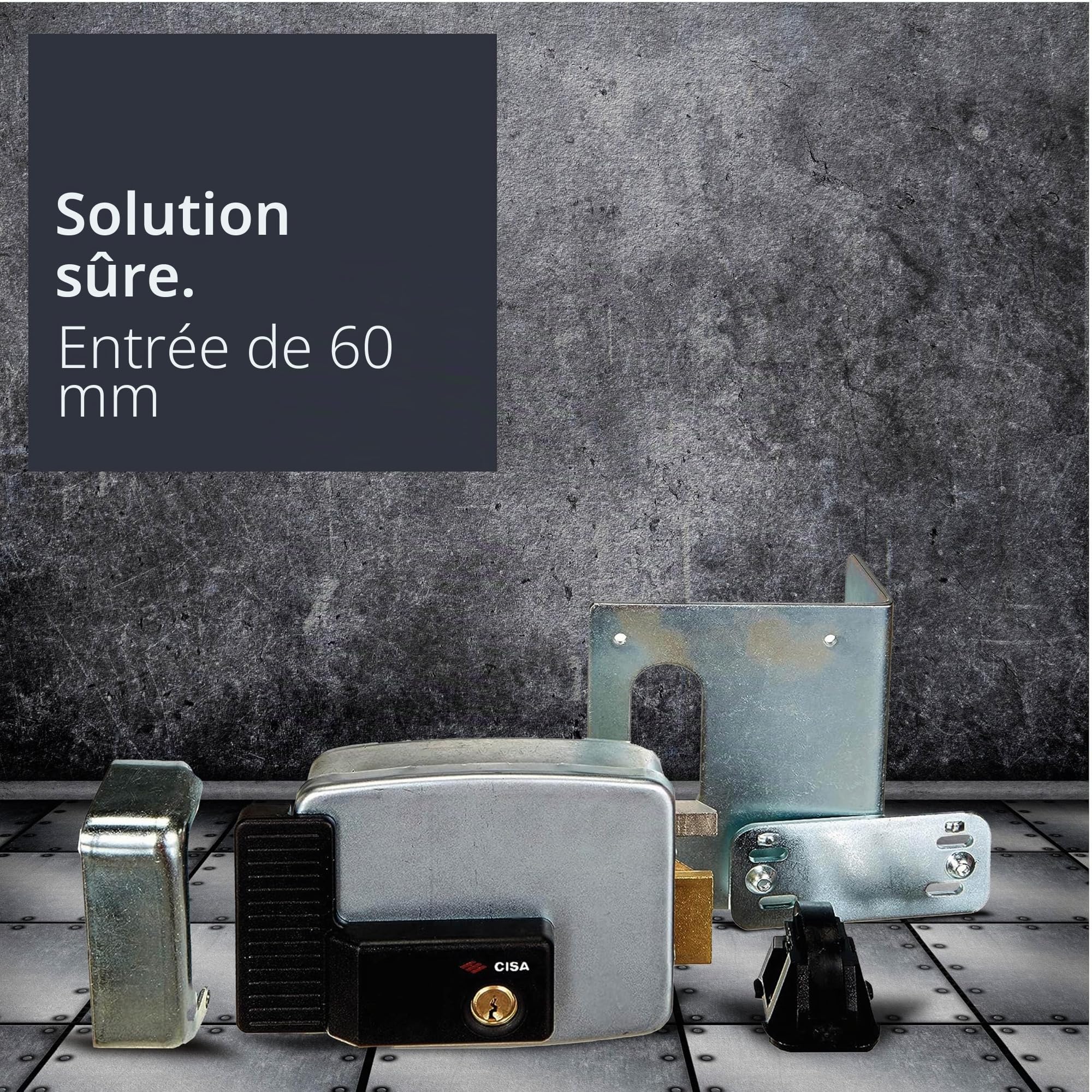 Cisa 11721601 Serrure de jante électrique, 12 V, galvanisée, Entry 60, à droite