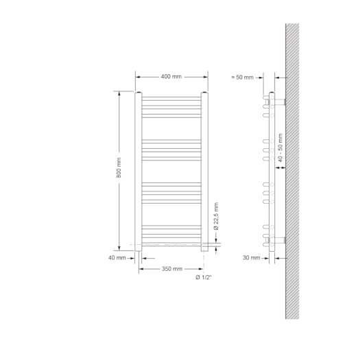 Sèche-serviettes chauffage central anthracite pour salle de bain - 3