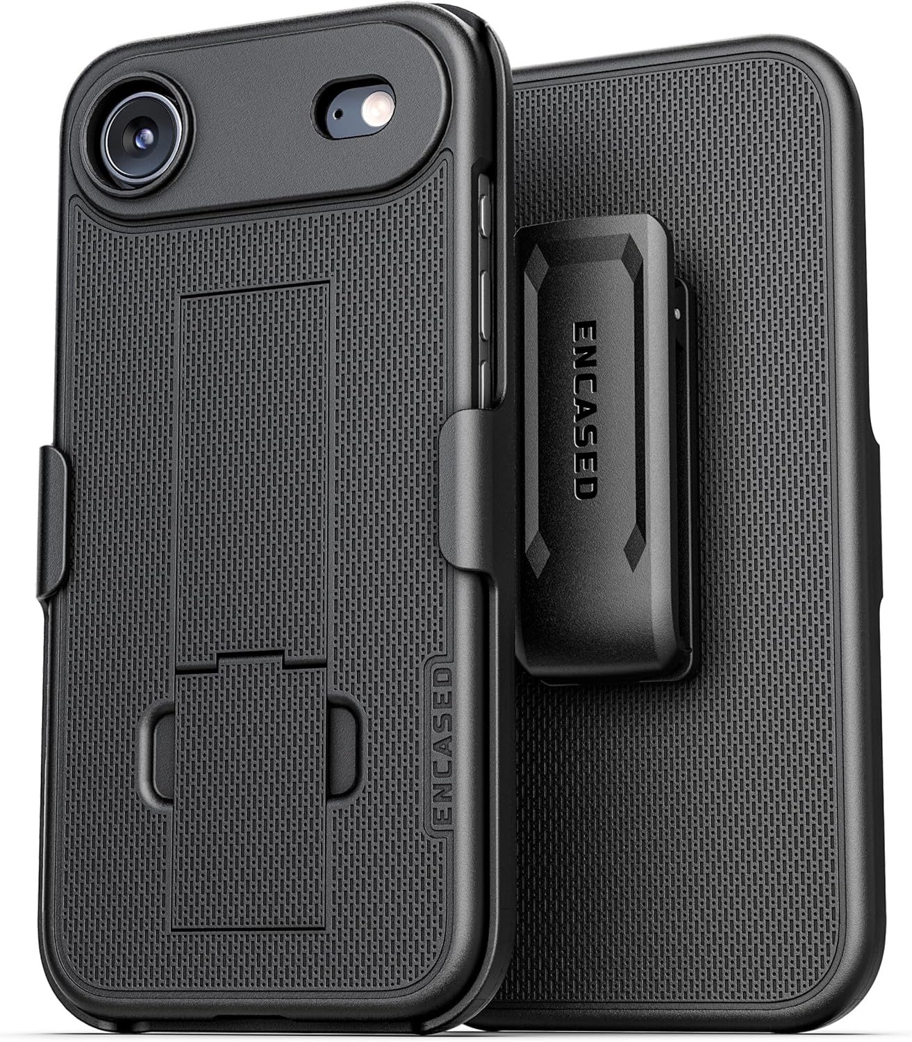 Encased DuraClip Designed for iPhone Air Case with Belt Clip Phone Holster and Kickstand (Matte Black)