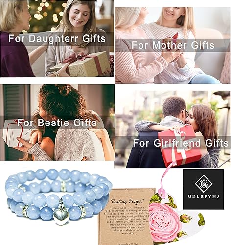 Miniatura 20 de 2Pcs Healing Crystal Bracelets for Women Handmade Beaded Bracelet Healing Prayers Crystal 8mm Natural Stone Beads Bracelet Stress Relief Get Well