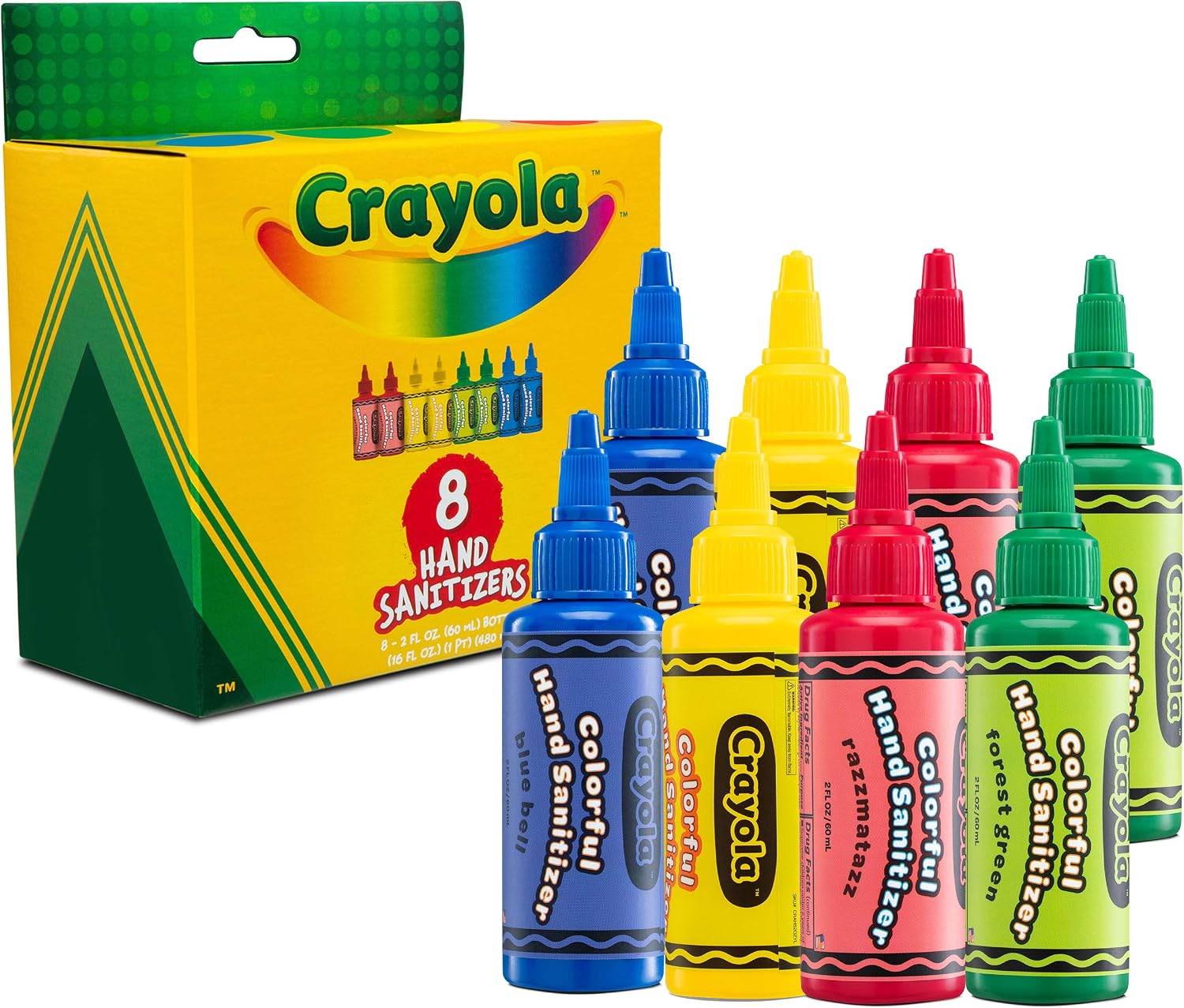 Crayola Hand Sanitizer for Kids, Pack of 8 Antibacterial Gel Bottles for School Supplies, 2 fl oz/ea