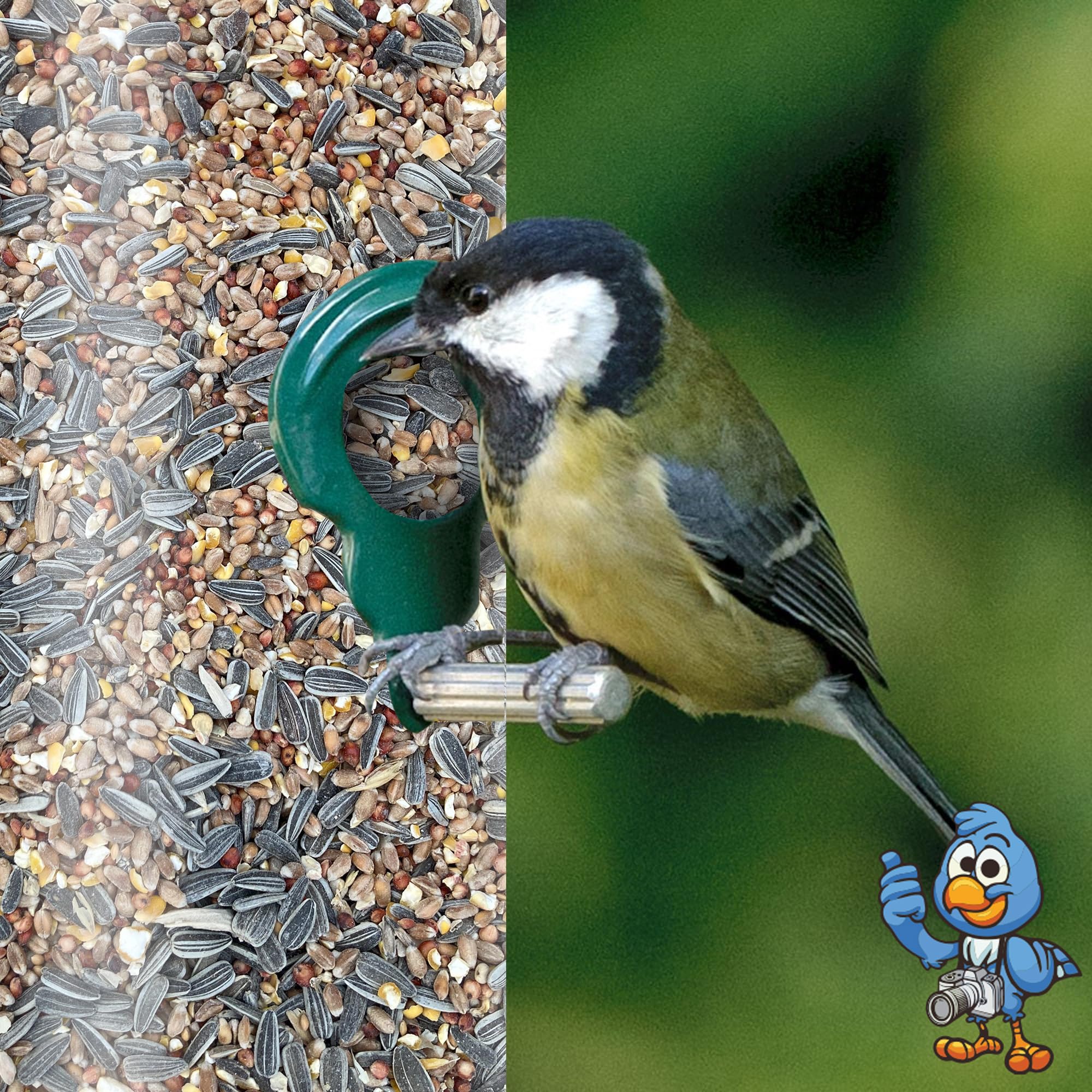 BusyBeaks Mix di Semi Cibo per Uccelli Selvatici - Miscela Premium di Grano, Mais Sbriciolato, Sorgo, Semi di Girasole e Miglio - Ideale per l'Alimentazione in Tutte le Stagioni