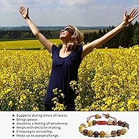 Vista 111 de Adjustable Crystal Bracelet – Gemstone Bead Bracelet with Adjustable Macrame String – Chic Gemstone Bracelet for Men and Women – 8mm Round Healing