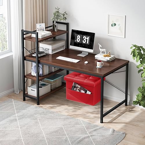 Miniatura 5 de AmasSmile Red Storage - Taburete plegable otomano con bolsillo lateral, reposapiés de cuero de 16 pulgadas, banco otomano corto, almacenamiento de