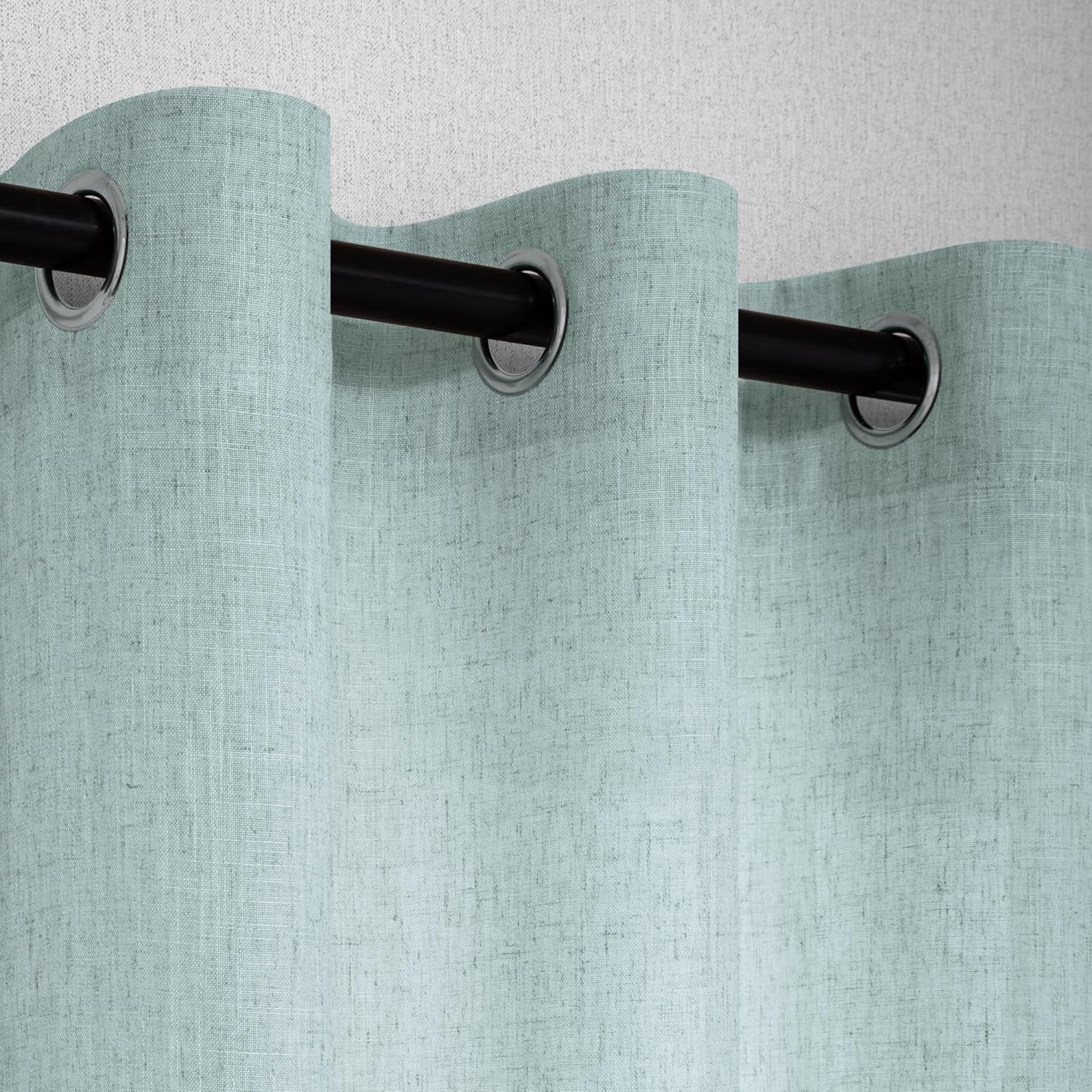 Seafoam Sea Green Bathroom Curtains Window Set of 2 Panels Small Linen Like Cloth Fabric Light Filter Grommet Short Semi Sheer Shower Window Curtains 52 x 45 Inch Length