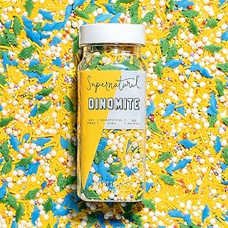 Dinomite Natural Confetti Sprinkles by Supernatural, Rainbow Dinosaurs, No Artificial Dyes, Soy Free, Gluten Free, Vegan, 3oz