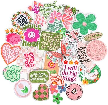 KINGSOW Flower Iron On Patches for Clothes 25PCS Pastel Embroidery Patches