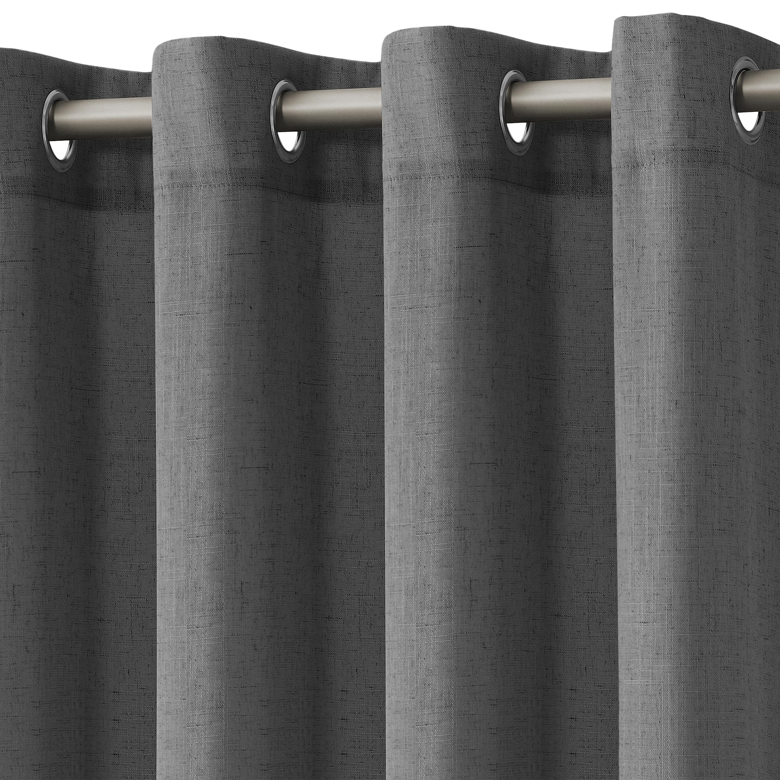 Nanspring Extra Long Linen Curtains 102 Inches Long Grommet Blazer Grey