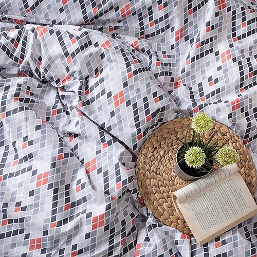 Miniatura 9 de SUSSEXHOME Juego de funda de edredón de satén azul noche, juego de algodón turco, tamaño Queen, 1 funda de edredón, 1 sábana bajera y 2 fundas de