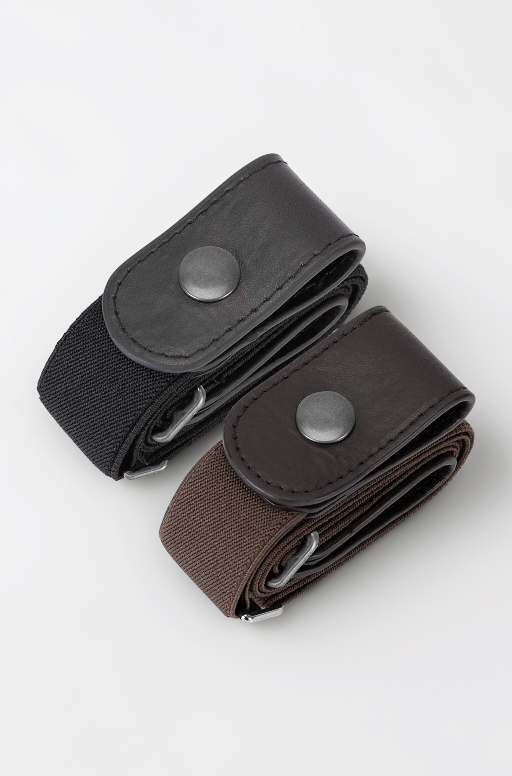 2 Pack Buckle Free Comfortable Elastic Belt For Wmen Or Men, Buckle-Less No Bulge No Hassle Invisible Belts,Black