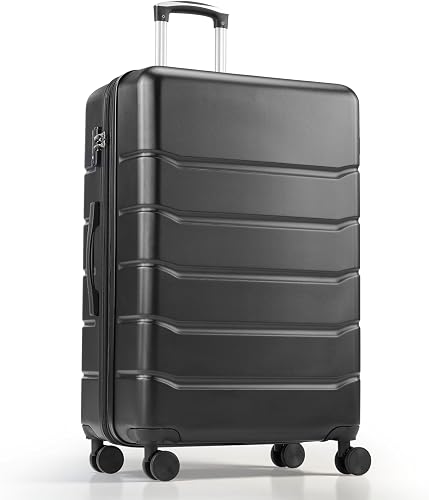 HealSmart Hardside Carry-On Luggage Expandable Portable Hardshell Spinner Wheels, Lightweight Suitcase TSA Lock, Black, 20 inch, Black, 28 inch, Expandable Portable Hardshell Luggage With Spinner