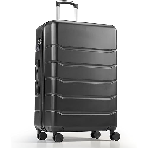 HealSmart Hardside Carry-On Luggage Expandable Portable Hardshell Spinner Wheels, Lightweight Suitcase TSA Lock, Black, 28 inch