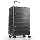 HealSmart Hardside Carry-On Luggage, Expandable Portable Hardshell Luggage with Spinner Wheels, Lightweight Suitcase TSA Lock, 28 Inch, Black