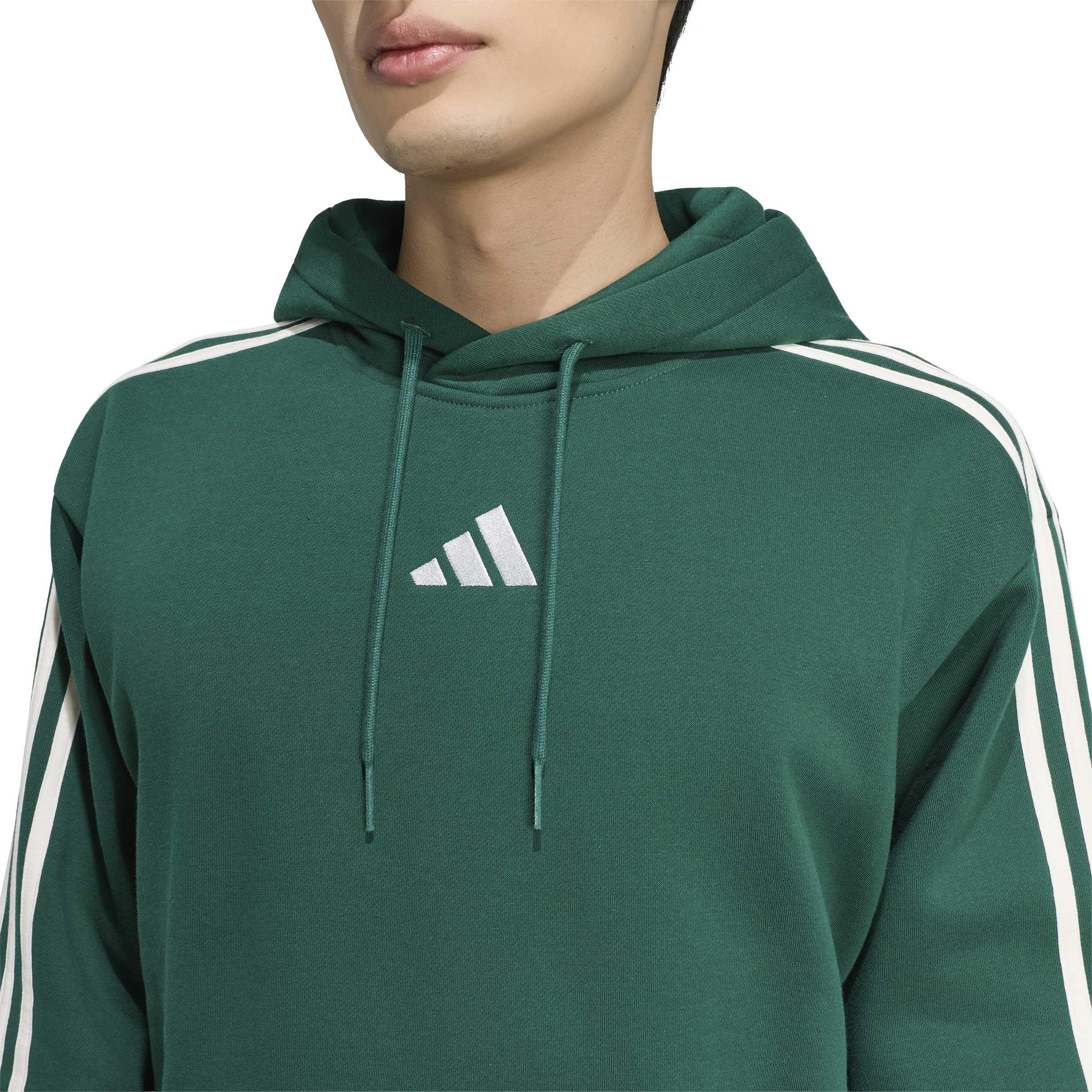 adidas Mezczyzni Essentials 3-Stripes Fleece Hoodie Sweatshirt, collegiate green/off white, XXL