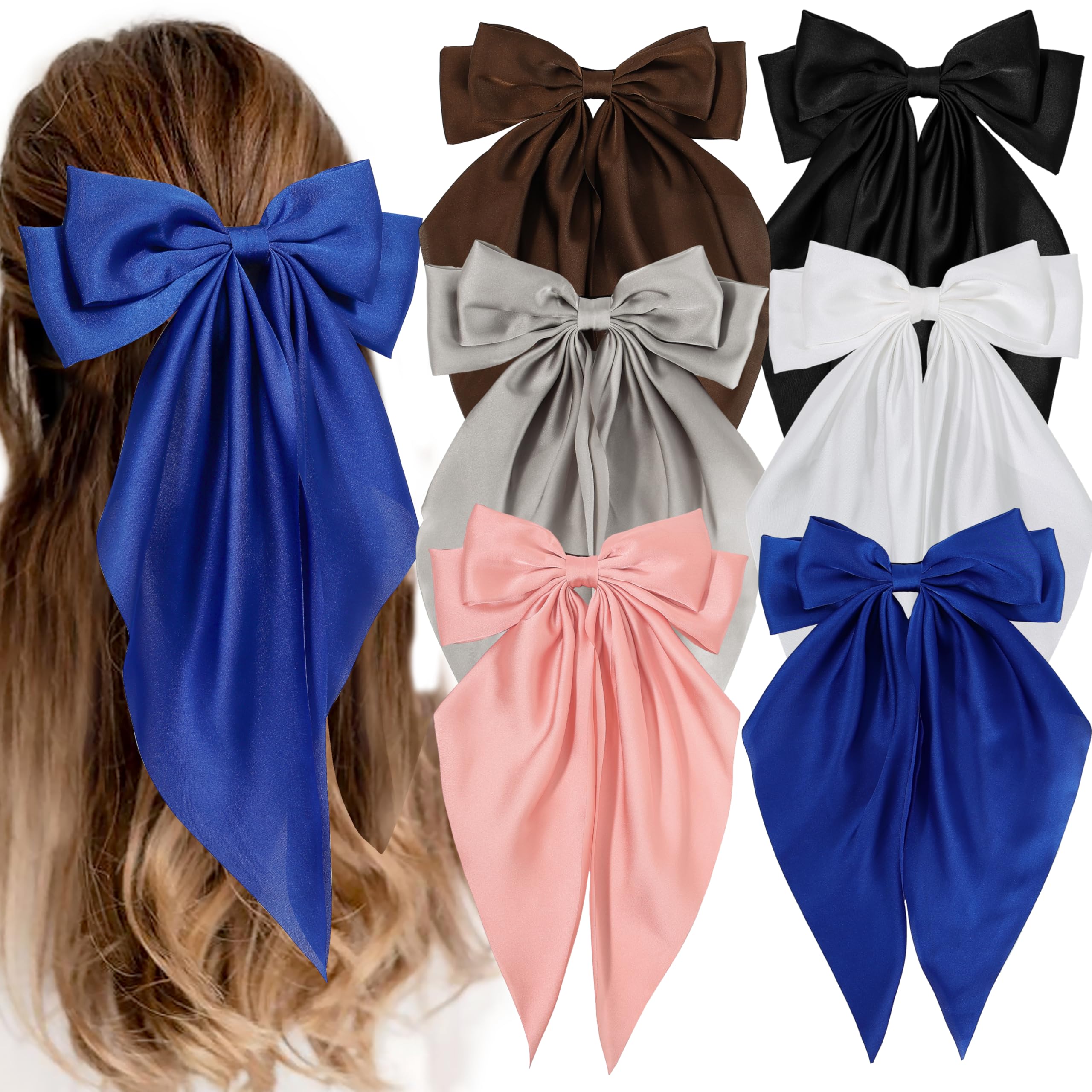 Amazon.com : 6 PCS Hair Bows for Women, Big Bow Hair Clips  display picture 1