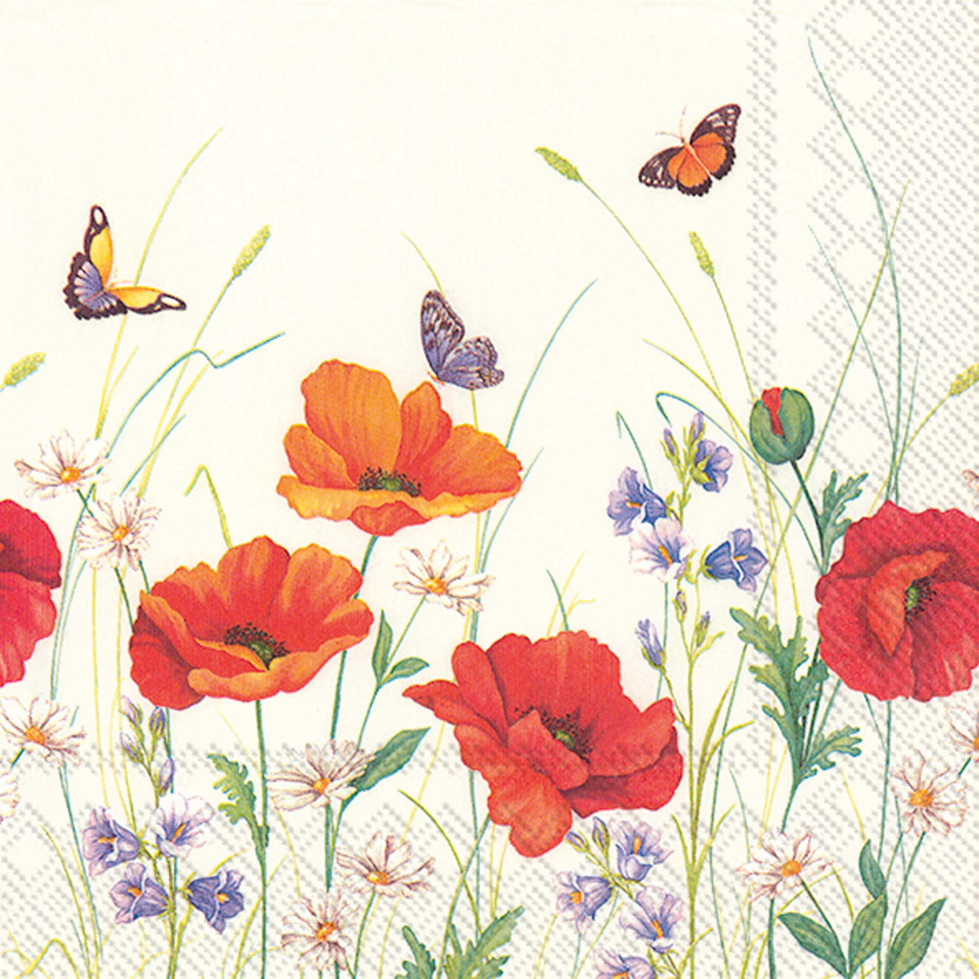 20 Tovaglioli Di Carta Ideal Home Range Summer Meadow, 3 Strati, 16,5x16,5 Cm, Morbidi E Resistenti, Stampati A Colori Con Inchiostro A Base D'Acqua