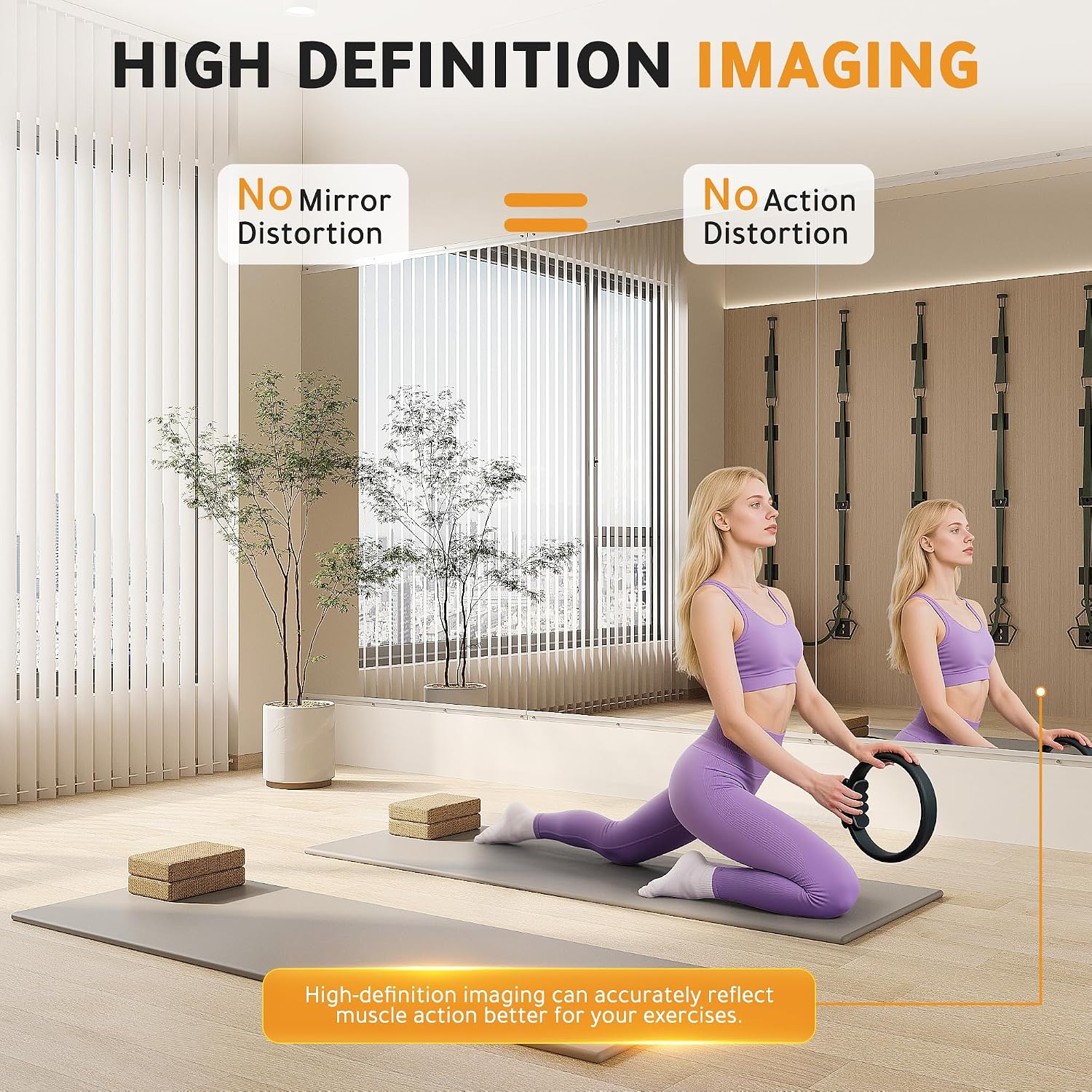 ROOMTEC Home Gym Mirror, 60"x 26"-2PCS Frameless Gym Mirrors for Home Gym, Large Full Body Tempered Glass Wall Mounted Mirror for Yoga Room, Dance Studio, Workout Room