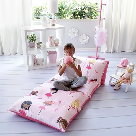 Glow In The Dark Pillow Bed Lounger Cover - Portable Floor Mat For Sleepovers, Travel & Play (Gray)