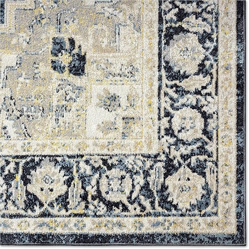 Miniatura 4 de Home Dynamix Everwash Treasure Rubia - Alfombra tradicional lavable a máquina, marfilazul marino, 5.2 x 7.2 pies