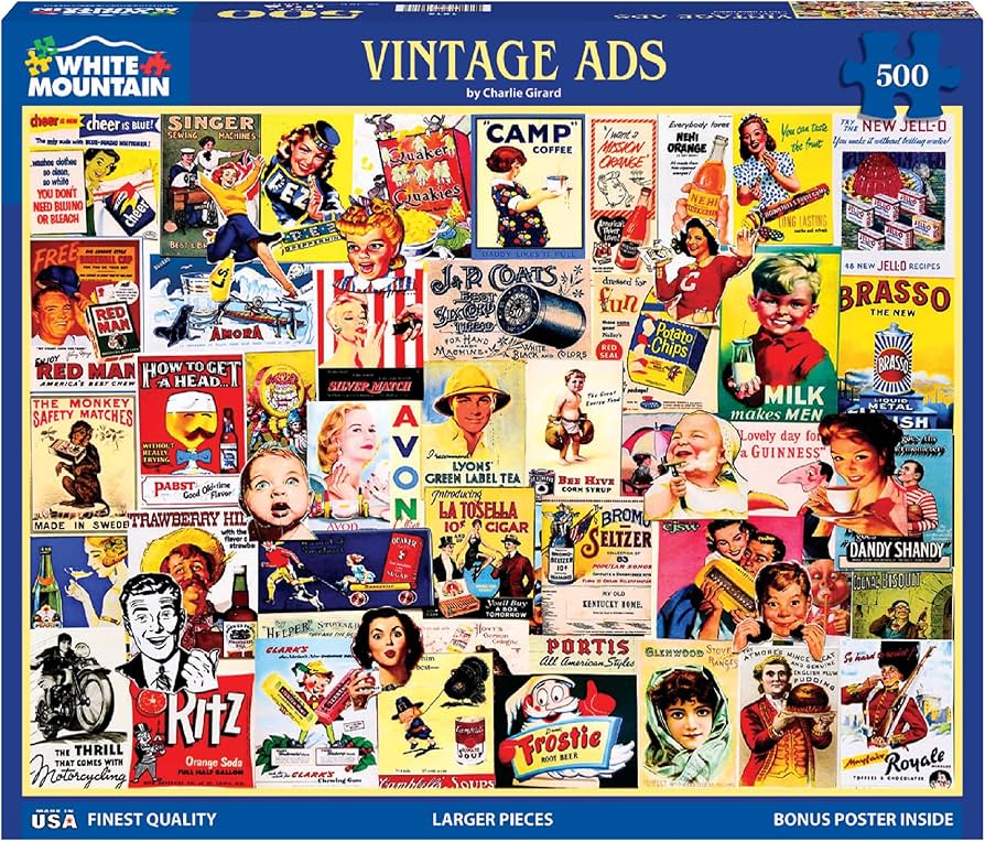 【超希少・ヴィンテージ】ジグソーパズル500ピース Amazon | White Mountain - ビンテージ広告、500ピースジグソーパズル