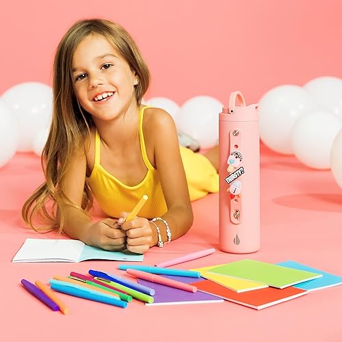 Miniatura 6 de Elemental Iconic - Botella de agua para niños con tapa de popote y correa de dijes, a prueba de fugas cuando está cerrada, botella de agua