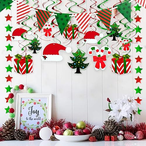 Miniatura 7 de 33 piezas de decoración de Navidad, remolinos colgantes, decoración de techo, suministros de fiesta de invierno, adornos navideños