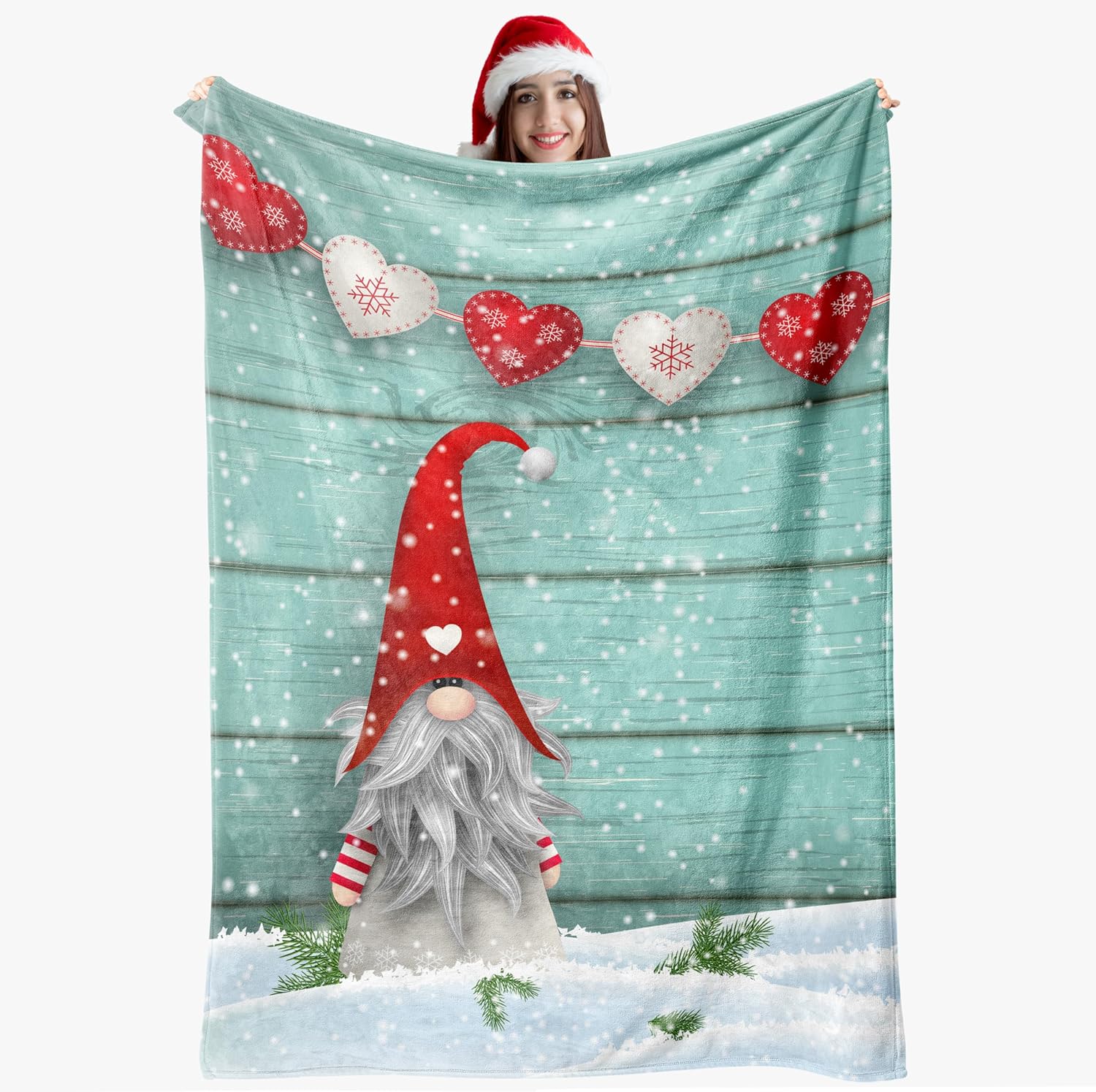 Christmas Gnomes Throw Blanket, Xmas Gifts 320GSM Blanket, Fluffy Cozy Soft Warm Plush Lightweight Decorative Blanket Quilt for Bed Chair Couch Sofa (Christmas Elves 3, 80"x60")