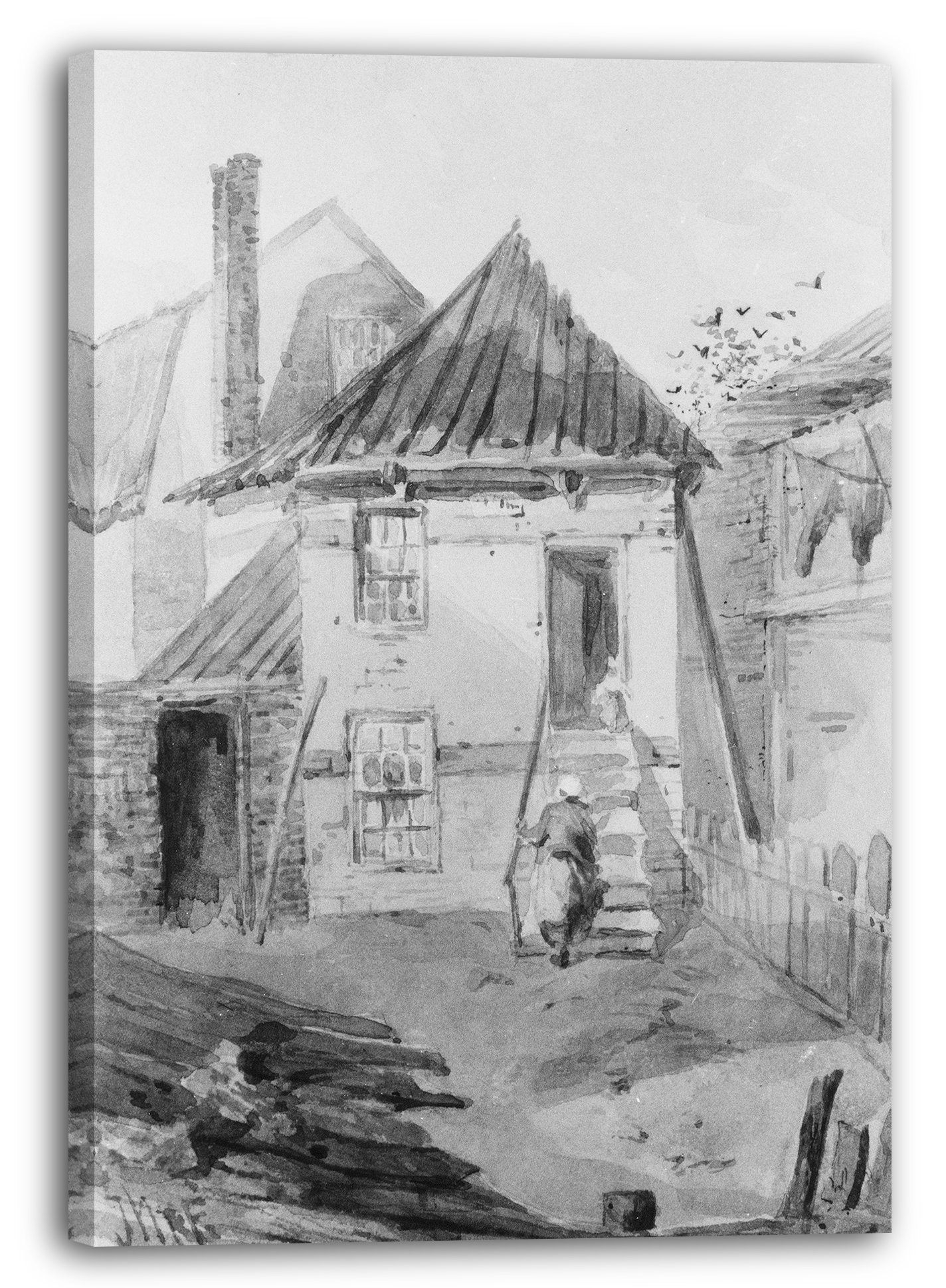 Płótno (70x100cm): John Mackie Falconer - Koszary w Fort Pitt (z Cropsey Album)