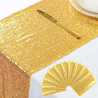 ShinyBeauty 10 Pieces-12 x108 Gold-Sequin-Table-Runners Wedding Party Ca...