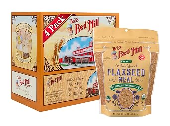 Bobs Red Mill Organic Flaxseed Meal, 16oz Pack of 4 - Non GMO, Vegan, Paleo Friendly, Keto Friendly, Kosher