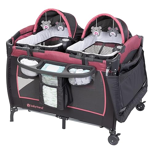 Baby Trend Lil Snooze Deluxe III para gemelos, Cozy Berry