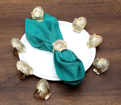 Miniatura 3 de Juego de 12 servilleteros dorados, con diseño de pájaro de pavo, de metal, ligeros, para mesas elegantes, perfectos para cenas, vacaciones, bodas y