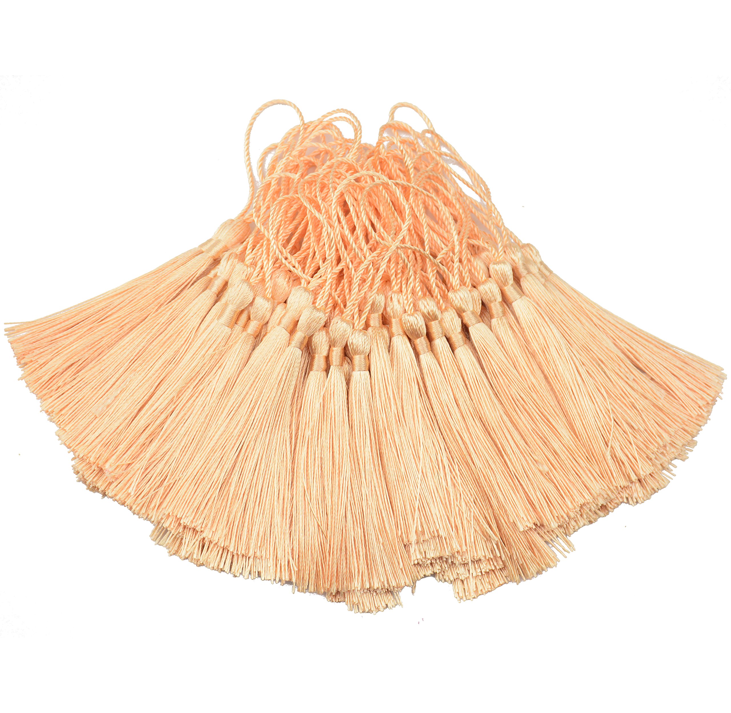 100Pcs 5 Inch Silky Bookmark Tassels for Jewelry, Souvenir(Nude)