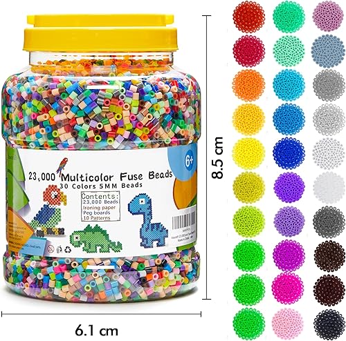 Miniatura 2 de INSCRAFT 2 cubos de cuentas de fusible, 46,000 piezas de cuentas de hierro de 5 mm para manualidades infantiles, 30 colores con 6 tableros de