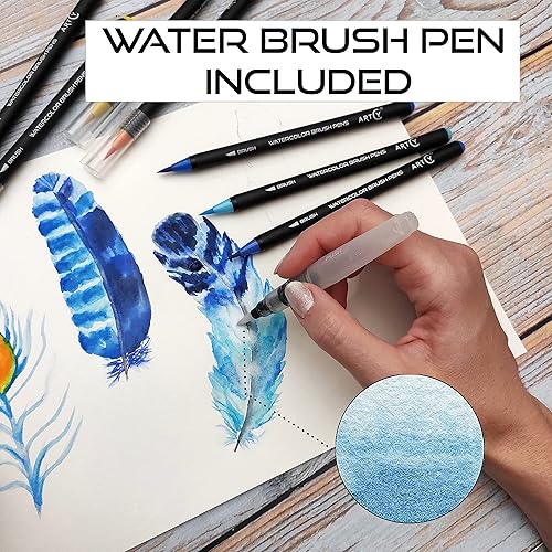 Miniatura 9 de Juego de pintura de acuarela, juego de 24 bolígrafos de pintura de acuarela vibrantes, 6 marcadores acrílicos blancos de punta extrafina y 12