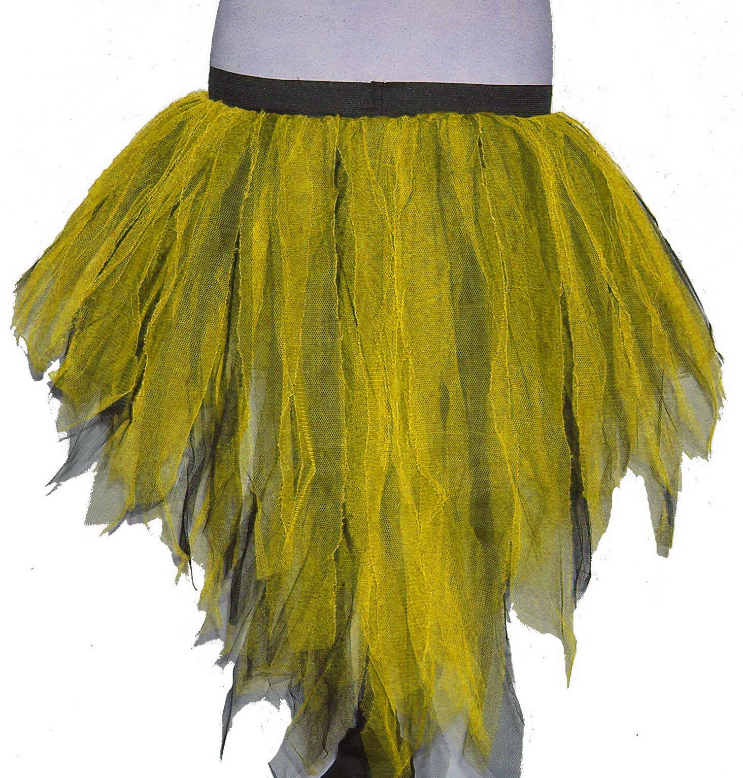Yellow Black 7 Layers Trashy Tutu Skirt Peacock Bustle Dance Fancy Costume Dress Party Halloween Christmas USA