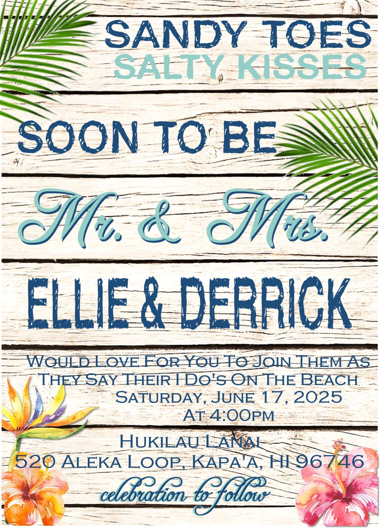 Beach Wedding Invitations & RSVP Cards - Set of 12, Tropical Wedding Invitations, Destination Wedding Invitations