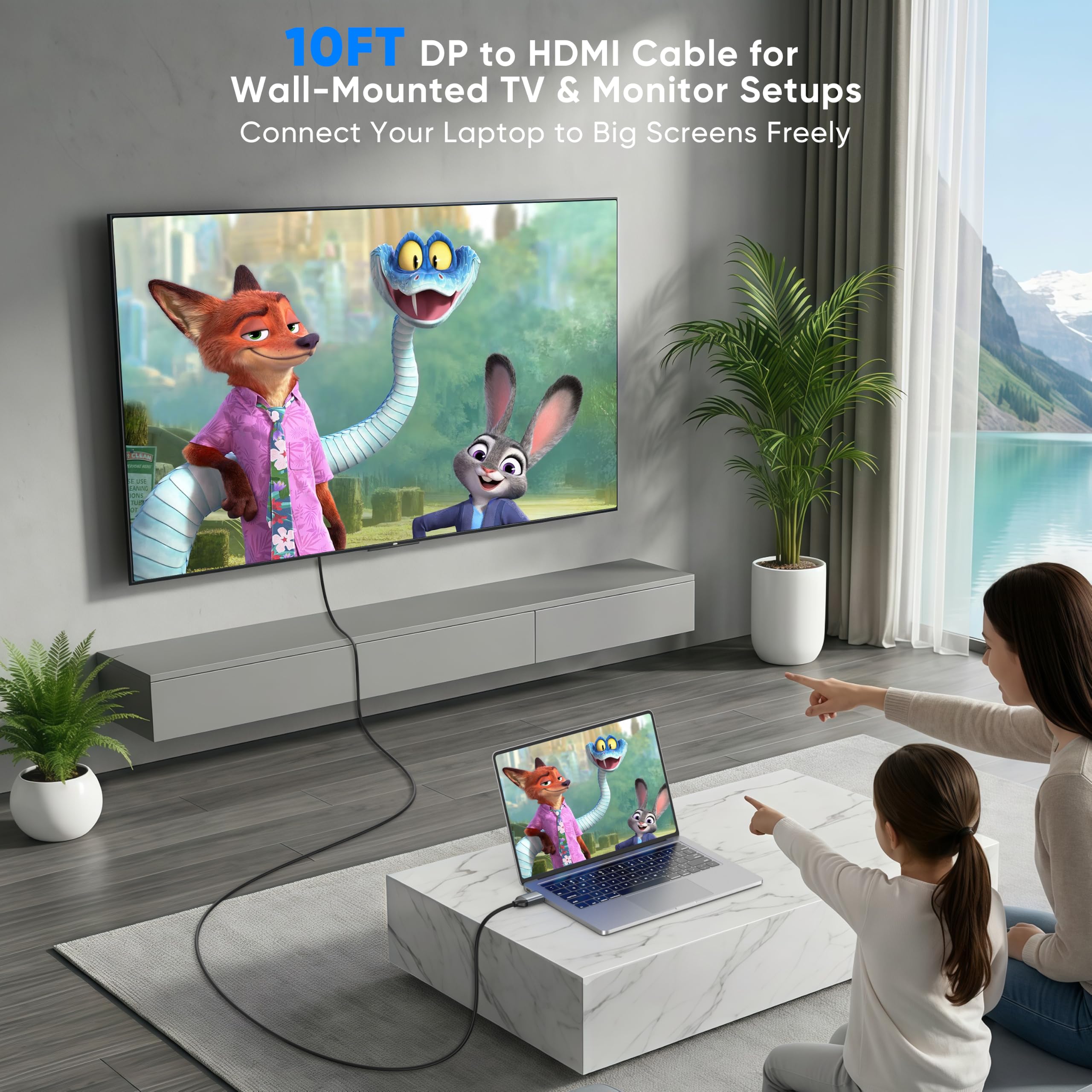 Confezione da 5 cavi da DisplayPort a HDMI 4K a 60 Hz, 304,8 cm, cavo adattatore passivo unidirezionale da DisplayPort a HDMI, da maschio a maschio, DP 1.2 a HDMI 2.0, per monitor, PC, laptop, GPU