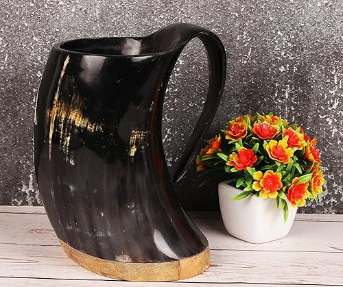 Miniatura 4 de Taza de cuerno vikingo con diseño de león original, jarra de cerveza vikinga con fondo de madera súper dura, ideal para amantes de la cerveza, vino