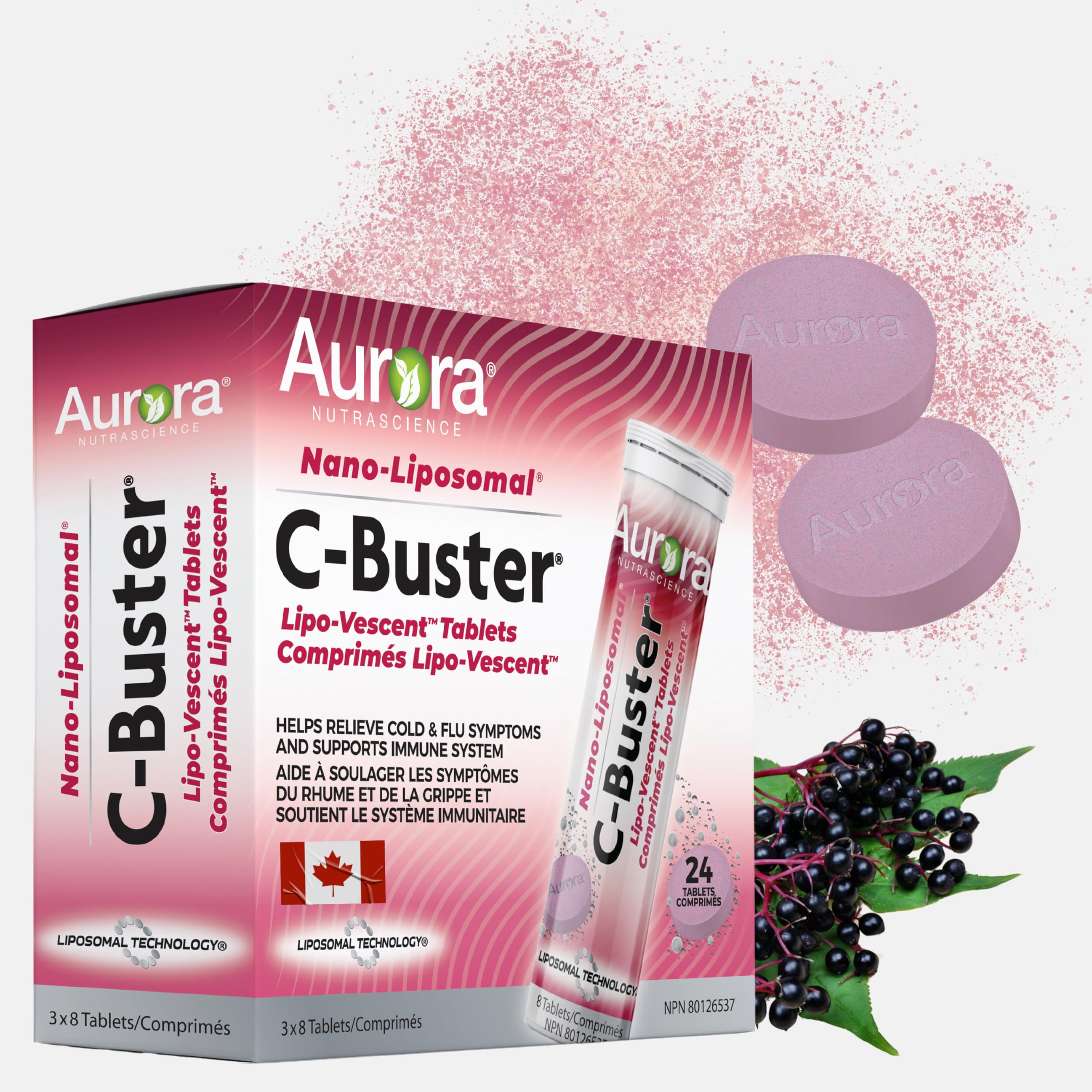 C-Buster Liposomal Cold & Flu Relief 24 Dissolvable Tablets with Black  Elderberry, Vitamin C, Zinc, Immune Support, Made in Canada : Amazon.ca:  Health 