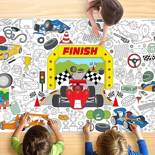 Miniatura 16 de Groovy - Mantel para colorear para niños, póster colorido de 30 x 72 pulgadas con letreros de paz, margarita, diseños retro, perfecto para juegos de