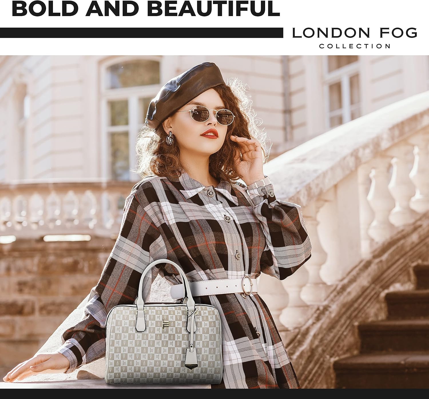 LONDON FOG CALLA Handbag for Women, Barrel Bag Vegan Leather Purse